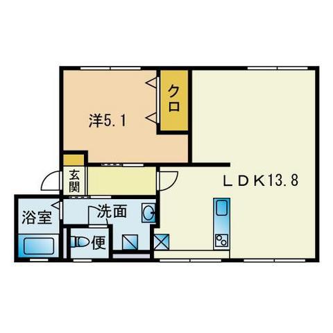 シティハイムエルム(1LDK/1階)の間取り写真