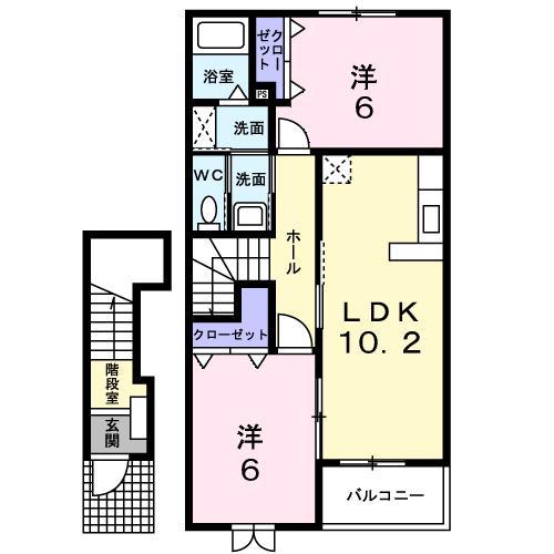 リベール(2LDK/2階)の間取り写真