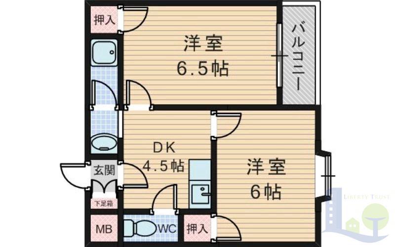 ピコハイツあじいち(2DK/1階)の間取り写真