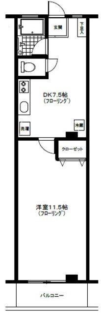 グリーンマンション(1DK/1階)の間取り写真