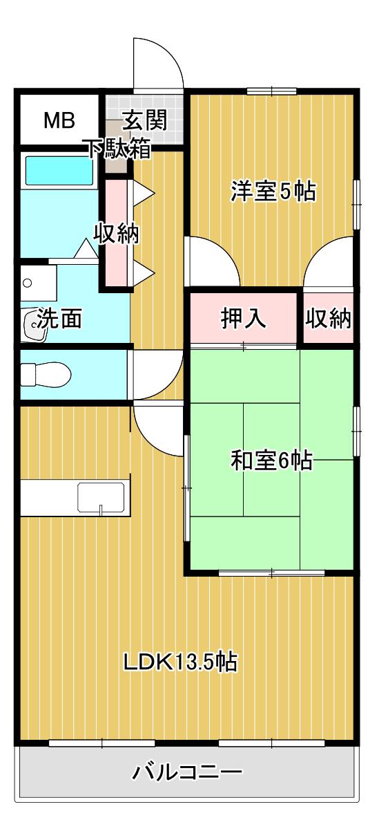 フィネスさぬき(2LDK/3階)の間取り写真