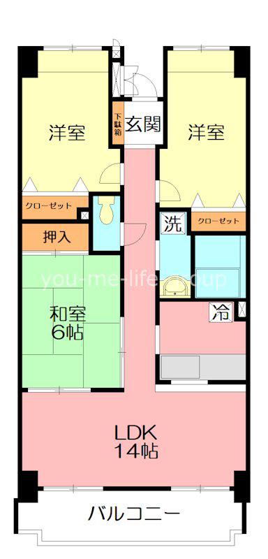 オルデンシア開成(3LDK/2階)の間取り写真