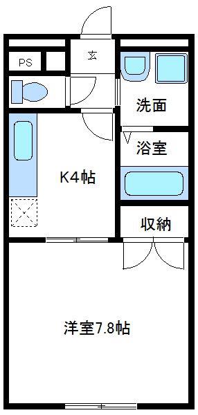 アムール琴II(1K/1階)の間取り写真