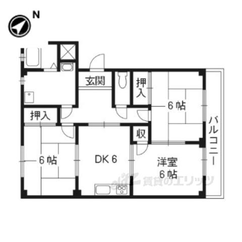 メゾン手原(3DK/1階)の間取り写真