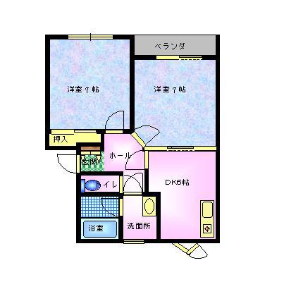 ハイム・ウエスト・コースト(2DK/2階)の間取り写真