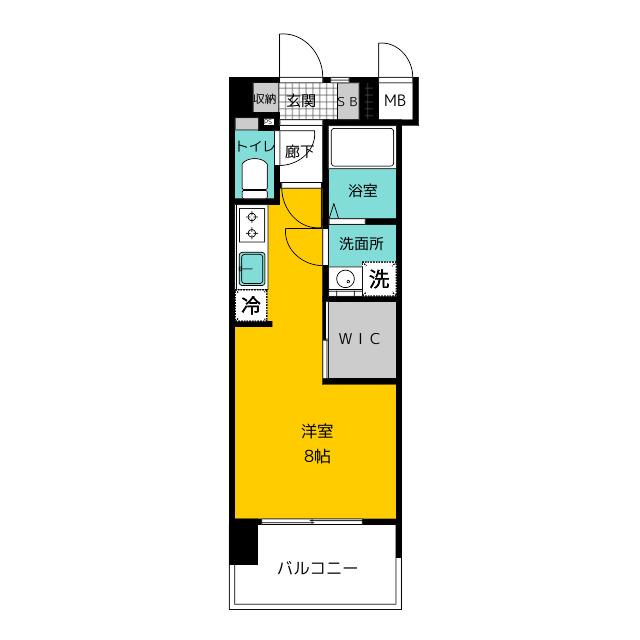 エンクレスト博多駅南III(1K/2階)の間取り写真