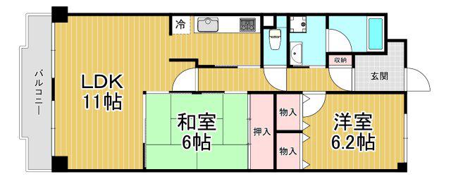ココ西宮(2LDK/3階)の間取り写真