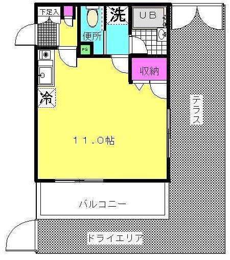 ハックベリー(ワンルーム/2階)の間取り写真