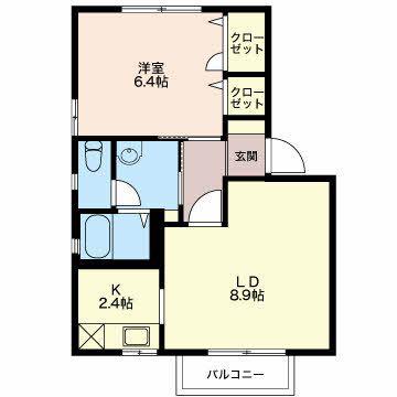 ピュアドミール城(1LDK/2階)の間取り写真