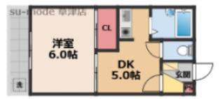 プラザダイエー草津(1DK/3階)の間取り写真