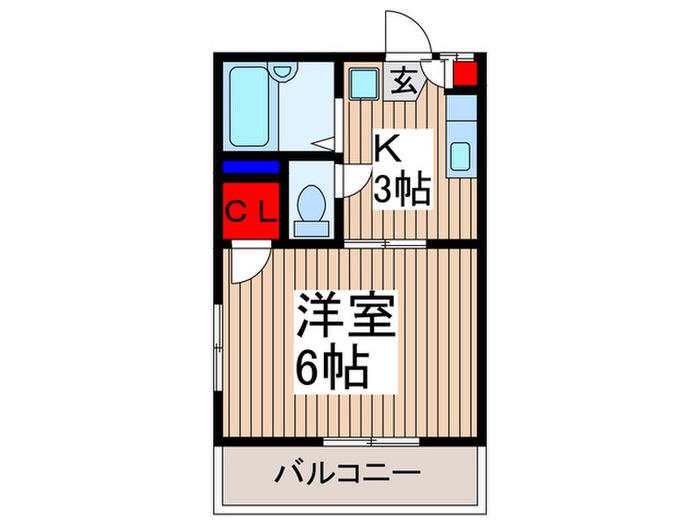 バイレンヒル(1K/1階)の間取り写真