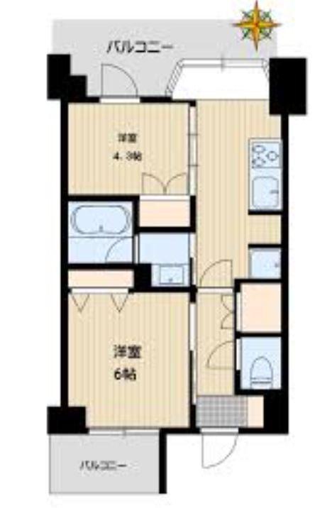 ベラカーサ池之端(2K/3階)の間取り写真