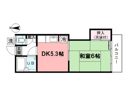 清銀荘(1DK/2階)の間取り写真
