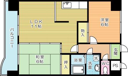 ブランペルル(2LDK/2階)の間取り写真