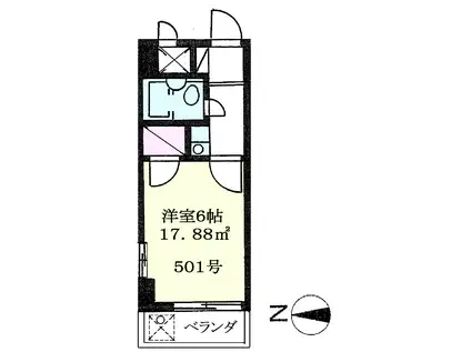 TISマンション堀之内(1K/5階)の間取り写真