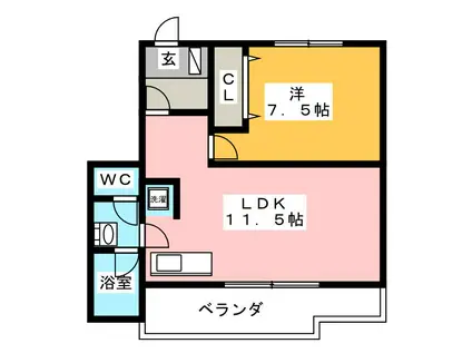 松原マンション(1LDK/4階)の間取り写真
