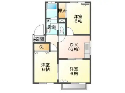 アドバンスI(3DK/2階)の間取り写真