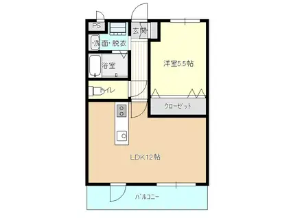 HAUSEA小松島(1LDK/1階)の間取り写真