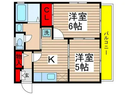 メゾン菊富士A(2K/2階)の間取り写真