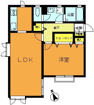 宮原アパート(1LDK/1階)の間取り写真