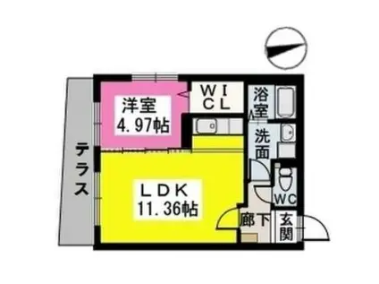ヴィラジャスミン(1LDK/2階)の間取り写真