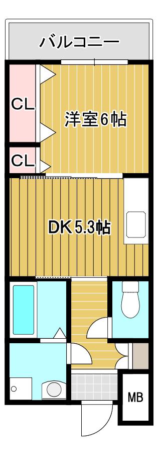 アースコートYSシティ香春口(1DK/5階)の間取り写真