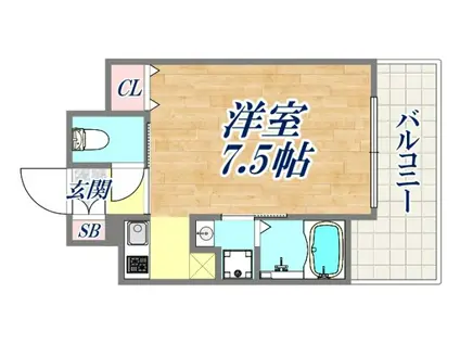 MJC神戸ブレイブ(1K/1階)の間取り写真
