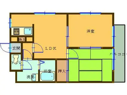 エクスバル熊谷アネックス(2DK/1階)の間取り写真
