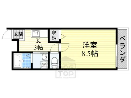 上野坂グランハイツC(1K/3階)の間取り写真