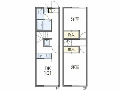 レオパレス湘南B(2DK/2階)の間取り写真