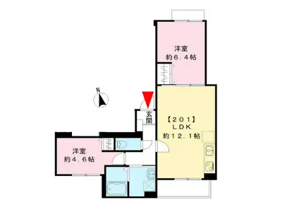 フェリーチェベレーザ(2LDK/2階)の間取り写真