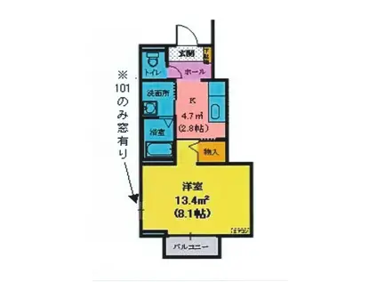 シャーメゾン双栄(1K/1階)の間取り写真