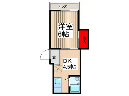 KI荘(1DK/1階)の間取り写真