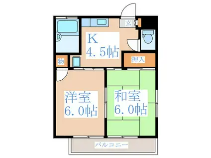 コーポカンナ(2K/2階)の間取り写真