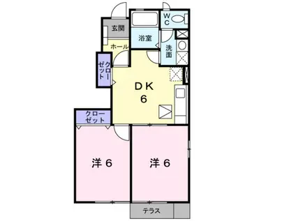ハイツ愛里洲Ⅱ(2DK/1階)の間取り写真