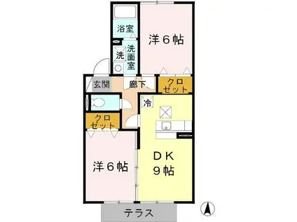 JAセピアIII(2DK/1階)の間取り写真