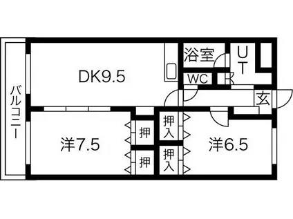 パーシモンN(2DK/1階)の間取り写真