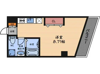 パークフロント北梅田(ワンルーム/11階)の間取り写真