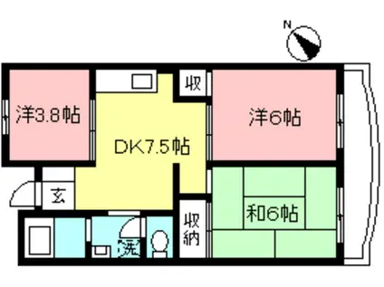 サンパーク平尾16(3DK/2階)の間取り写真