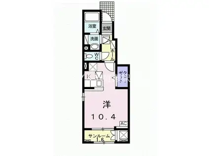 シャノアール(1K/1階)の間取り写真