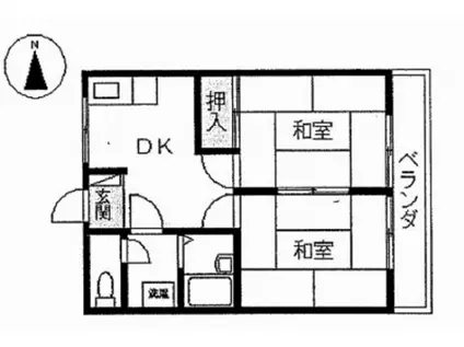 田ノ上パークハイツ(2DK/2階)の間取り写真