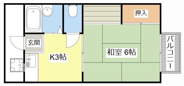 ツダハイツ(1K/2階)の間取り写真