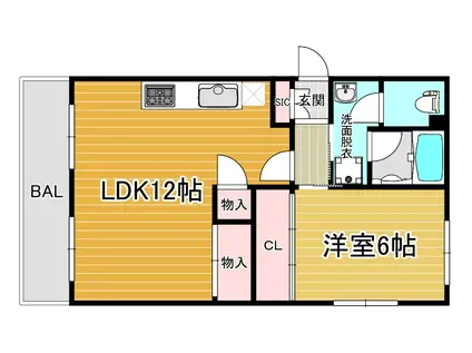 ボノエールメゾン(1LDK/6階)の間取り写真
