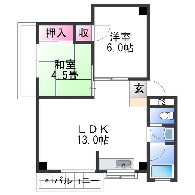 ドリームハイツ(2LDK/3階)の間取り写真
