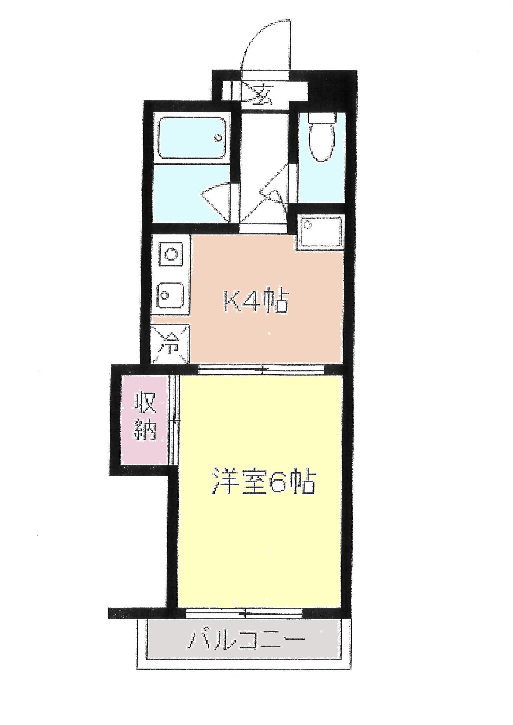 パレスパルテノン(1K/2階)の間取り写真