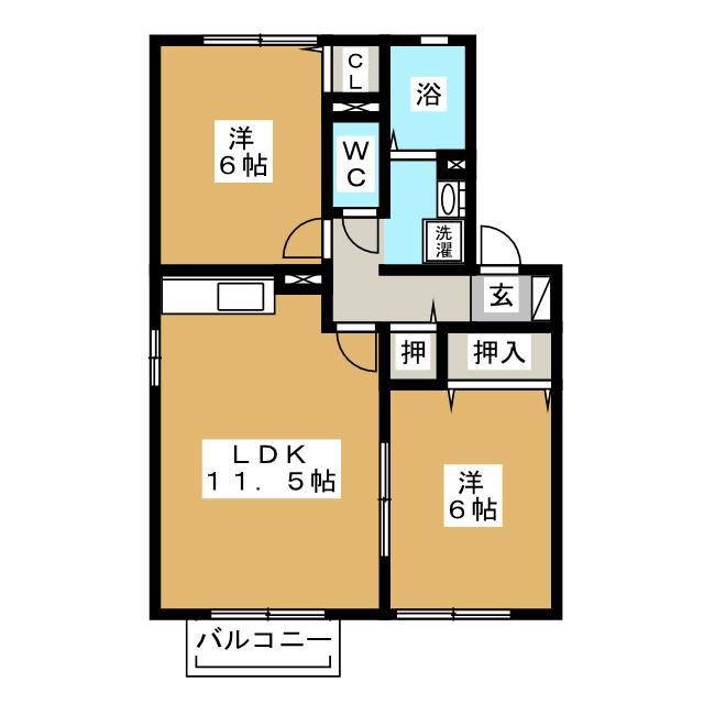 COMODO楠 B(2LDK/2階)の間取り写真