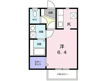グリーンヒルズII(1K/2階)の間取り写真
