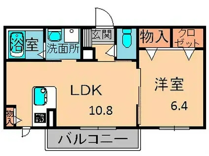 シャーメゾン リーリエ E/F F棟(1LDK/1階)の間取り写真