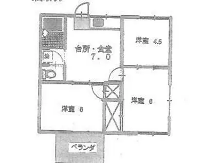 コーポパークサイド(3DK/2階)の間取り写真