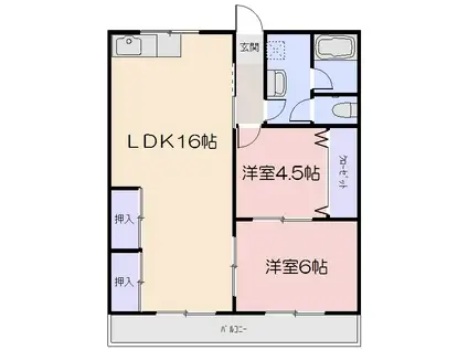 第2真黒ビル(2LDK/2階)の間取り写真